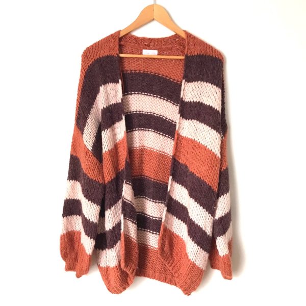 Pink Lily Orange Purple Striped Knit Open Cardigan- Size S Supply