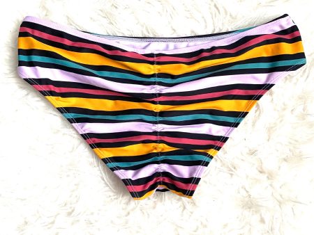 Xhilaration Striped Ruched Back Bikini Bottoms- Size L (BOTTOMS ONLY) Online now