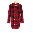 Venus Red and Black Plaid Faux Button Fringe Sweater Dress- Size S Hot on Sale