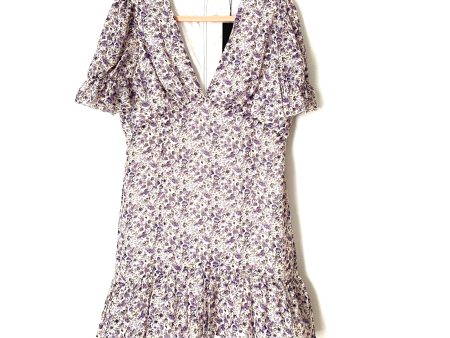 Nasty Gal Purple Floral Tea Dress NWT- Size 10 (sold out online) For Sale