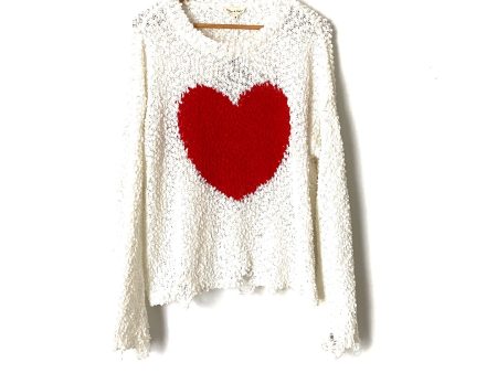 Aaron & Amber Heart Popcorn Knit Distressed Sweater NWT- Size S Online Hot Sale