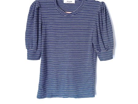 Storets Blue and Shite Striped Puff Sleeve Top- Size S M For Discount