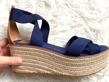 Tory Burch Navy Espadrille Wedges- Size 10 (brand new condition) Sale