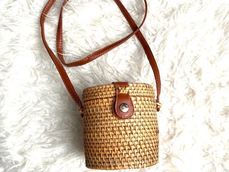 No Brand Woven Rattan Hard Snap Closure Crossbody on Sale