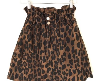 Vestique Brown Animal Print Elastic Waistband Denim Skirt- Size S Online now