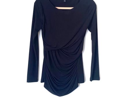 Tahari Black Twisted Ruched Long Sleeve Top- Size XS Hot on Sale