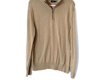 J Crew Men’s Tan Quarter Zip Pullover Sweater- Size M Sale