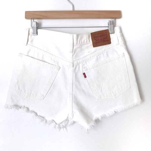 Levi 501 White Distressed Cut Off Shorts- Size 26 Discount