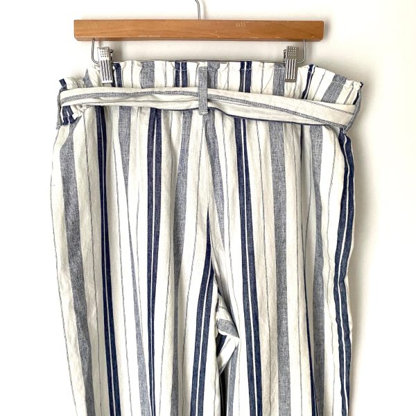 A New Approach Striped Paperbag Waist Pants- Size XL (Inseam 25 ) see notes For Cheap