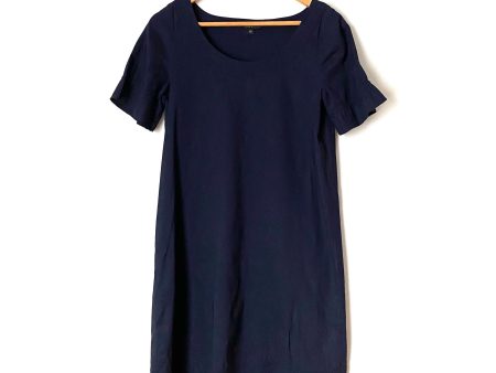 Theory Navy Ruffle Sleeve Linen Dress- Size 10 Sale