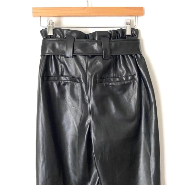 Express Black Faux Leather Paperbag Waist Pants- Size 4R (Inseam 26.5”) Sale