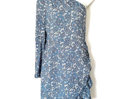 WAYF Blue Paisley Ruffled One-Shoulder Dress NWT- Size M Online now