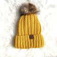 C.C Yellow Knit Pom Pom Hat Hot on Sale