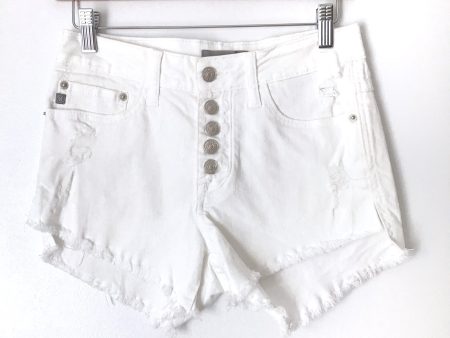 JUSTUSA White Button Up Front Distressed Cut Off Shorts- Size S For Cheap