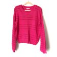 Willow & Clay Pink Open Knit Bubble Sleeve Sweater- Size S Online