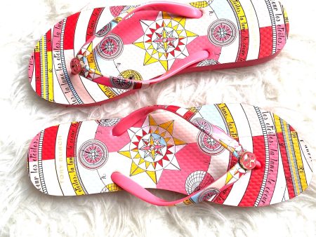 Tory Burch Pink Printed Flip Flops- Size ~7 (BRAND NEW CONDITION) For Discount