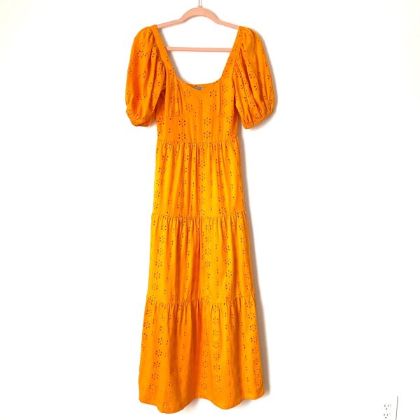 ASOS Orange Eyelet Puff Sleeve Dress NWT- Size 0 (no slip or underlay) Hot on Sale