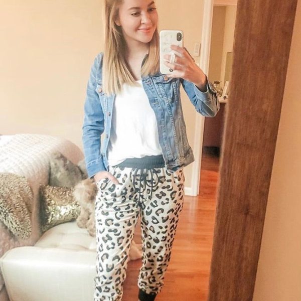 First Love Animal Print Jogger Pants- Size S For Sale