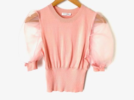 Vestique Pink Sheer Tulle Sleeve Top- Size M Online Hot Sale