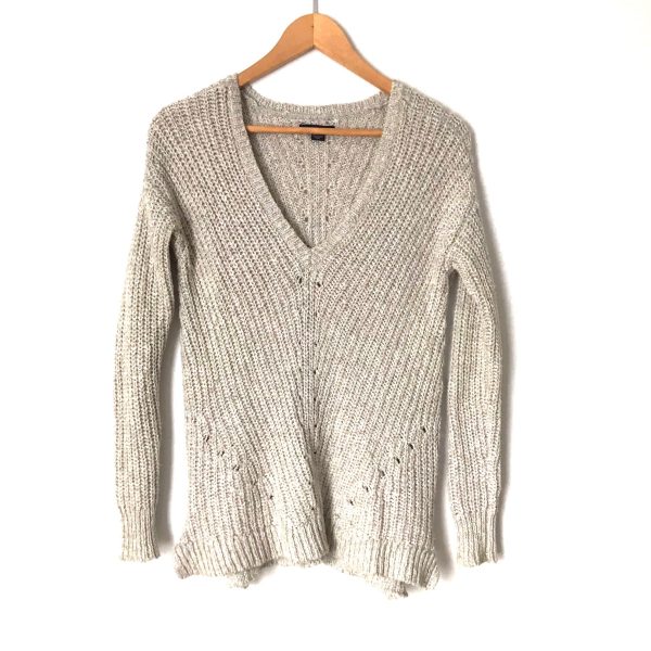 American Eagle Grey Knit V Neck Sweater- Size XS Sale