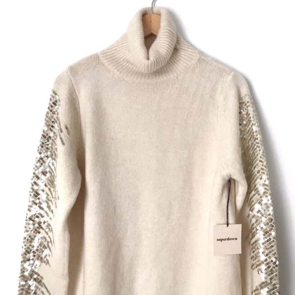 Superdown Sweater Turtleneck Dress with Sequins Sleeves NWT- Size S Online