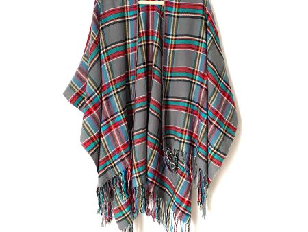 No Brand Plaid Shawl Poncho- Size OS Sale