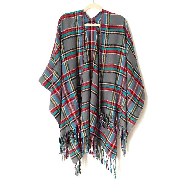 No Brand Plaid Shawl Poncho- Size OS Sale