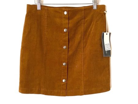 HAVE Cognac Corduroy Skirt with Faux Snaps NWT- Size L Fashion