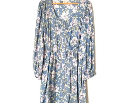 Gal Meets Glam Blue Floral Button Up Dress- Size 14 Online Sale