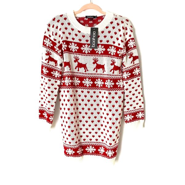 Boohoo Reindeer and Snowflake Christmas Sweater Dress NWT- Size S M on Sale