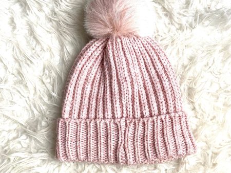 Loft Pink Knit Pom Pom Hat Online now