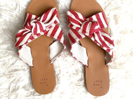 A New Day Red Knotted Bow Slide Sandals- Size 9 Fashion