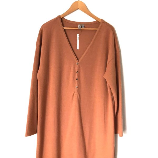 ASOS Camel 1 4 Faux Button Up Sweater Dress with Side Slits NWT- Size 12 Online