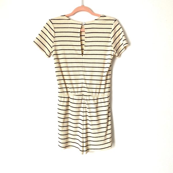 Pink Lily Striped Elastic Waist with Faux Drawstring Romper- Size M Supply