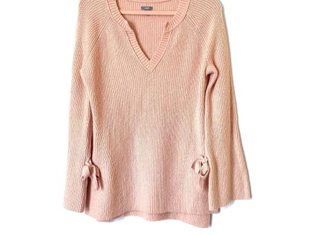 Aerie Pink V Neck Bell Sleeve Side Slit Sweater- Size XS on Sale