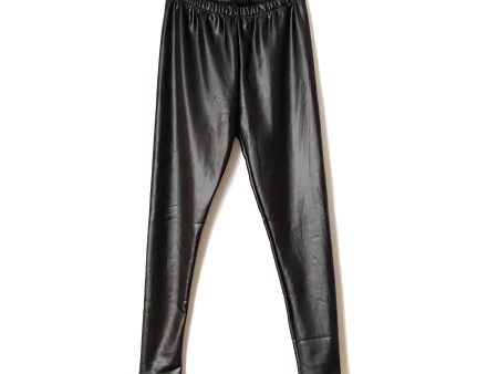 Leggings Depot Black Faux Leather Fleece Lined Leggings- Size M (Inseam 26 ) For Sale