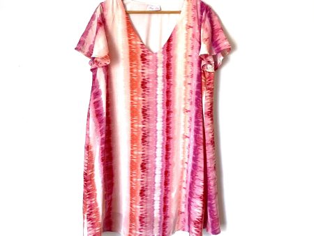 Pink Lily Pinks and Orange Tie Dye Dress- Size L Cheap