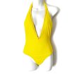 Peixoto Yellow Plunge Neckline Backless Padded One Piece- Size M (see notes) Fashion