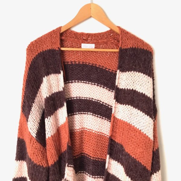 Pink Lily Orange Purple Striped Knit Open Cardigan- Size S Supply