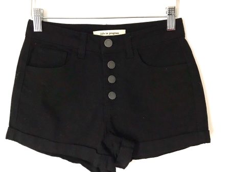 Life In Progress Black Denim Button Up Cuffed Shorts- Size 24 Hot on Sale