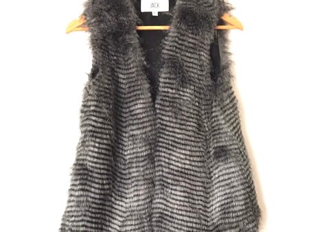 Jack by BB Dakota Black Grey Striped Faux Fur Vest- Size XS Cheap