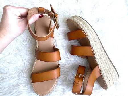 The Drop Brown Double Strap Espadrille Platform Wedges- Size 11 Online now