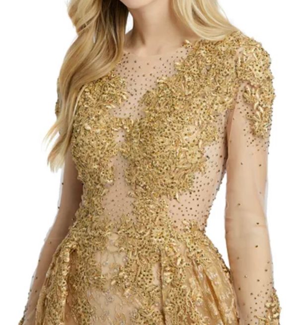 Mac Duggal Gold Lace and Beaded Gown NWT- Size 4 Cheap