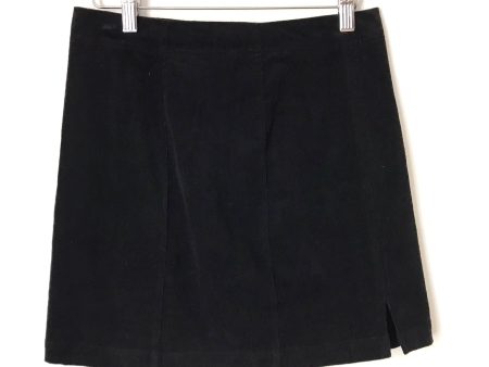 Vestique Black Corduroy Mini Skirt with Front Slits- Size S Online Hot Sale