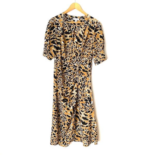 Topshop Leopard Print Mock Wrap Midi Dress- Size 8 Online Sale