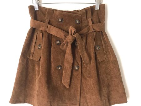 Vestique Brown Corduroy Button Up Paperbag Waist Skirt NWT- Size S Fashion