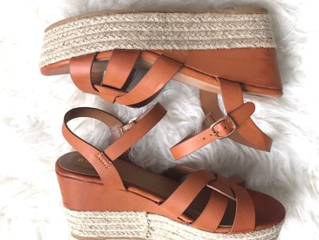 Bamboo Brown Espadrilles Wedge Platform Heels- Size 7.5 on Sale