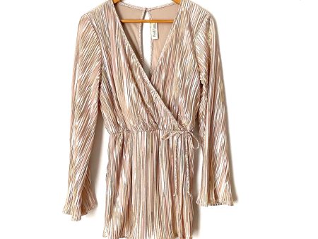 Peach Love Rose Gold Faux Wrap Bell Sleeve Romper- Size S Online