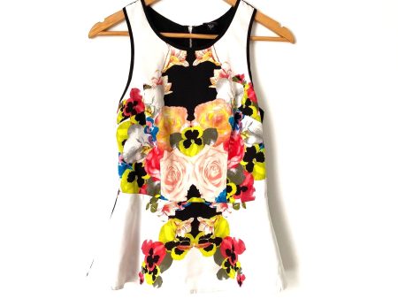 2b Bebe White Floral Tank Top- Size S (see notes) on Sale