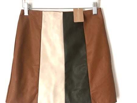 Vestique Faux Leather Brown Black White Skirt NWT- Size S For Cheap